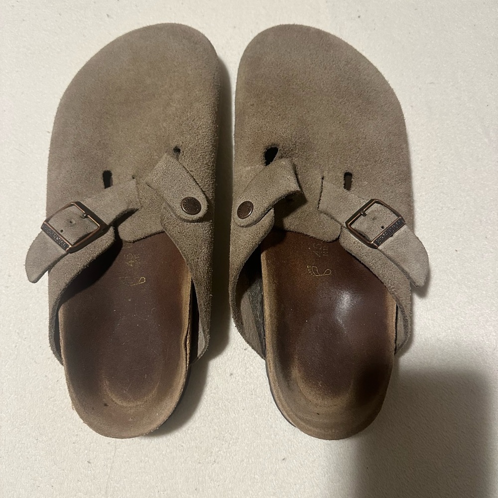 Birkenstock Boston Clog Suede Leather Taupe